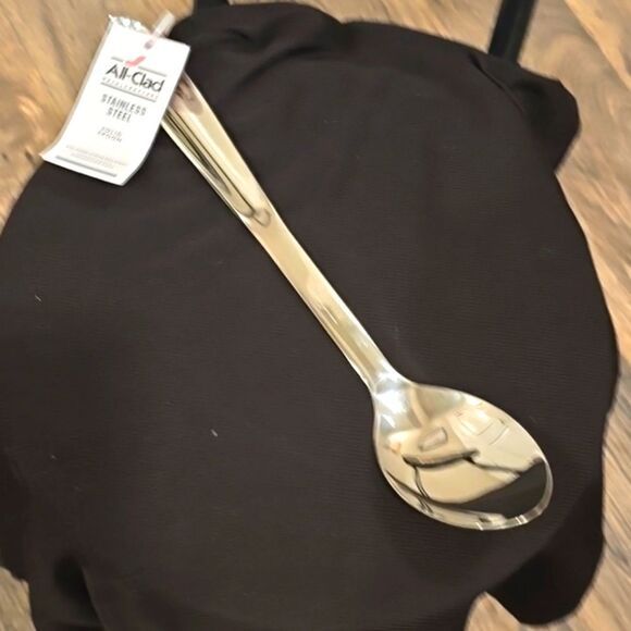 All-Clad Polished Stainless Steel Solid Spoon - Picture 7 of 8